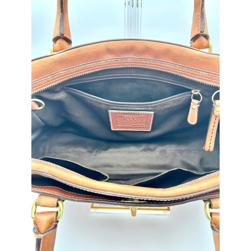 Vintage Coach Medium Hampton Leather Turnlock Carryall Satchel Acorn Brown 11047 - Picture 5 of 12